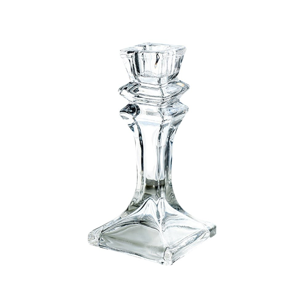 Woodside Home Living Square Base Clear Glass Candle Holders - Various Sets