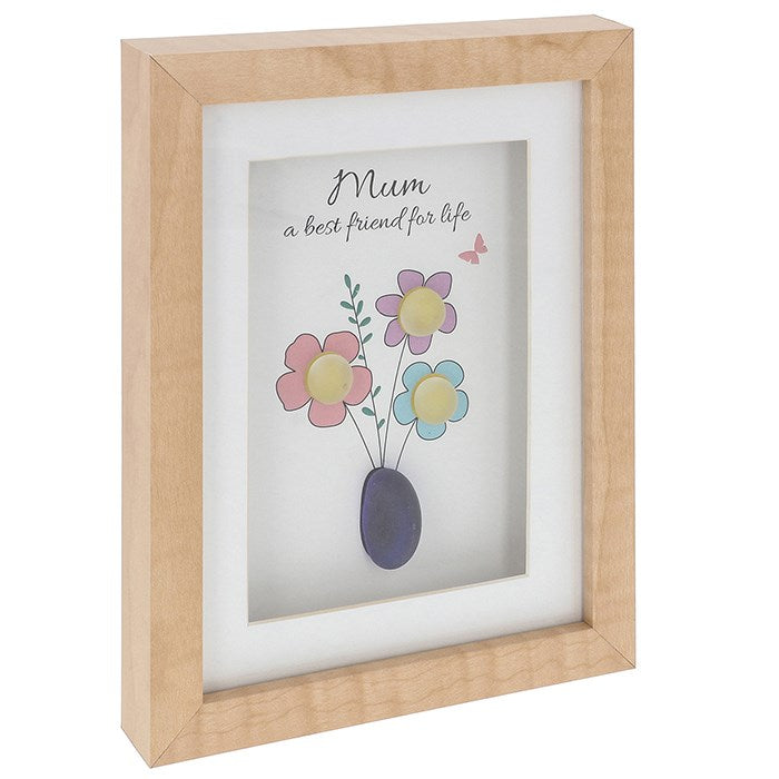 Pebble Glass Square Plaque - Mum