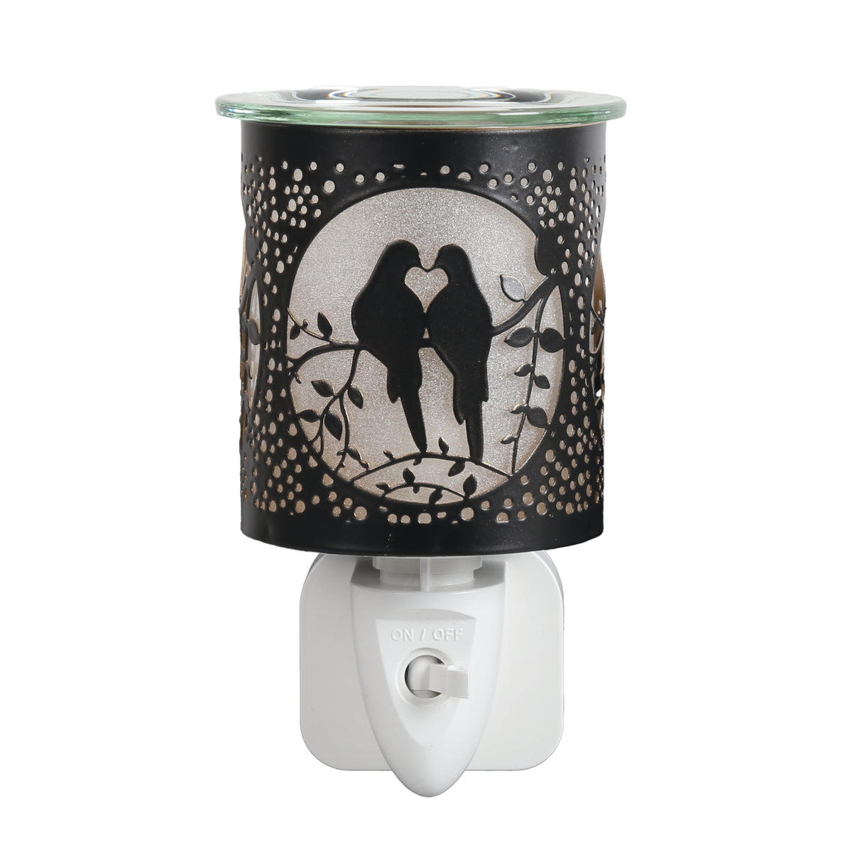 Love Birds silhouette design black plug in electric wax melt burner