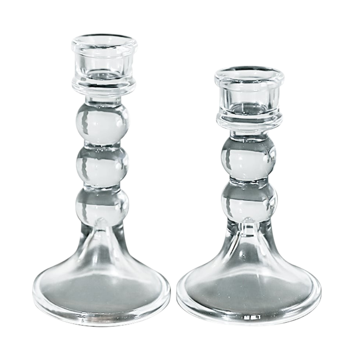 Glass Dinner Candle Holder Smooth Design - Various Sizes