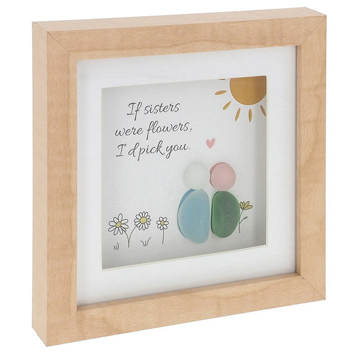 Pebble Glass Square Plaque - Sisters