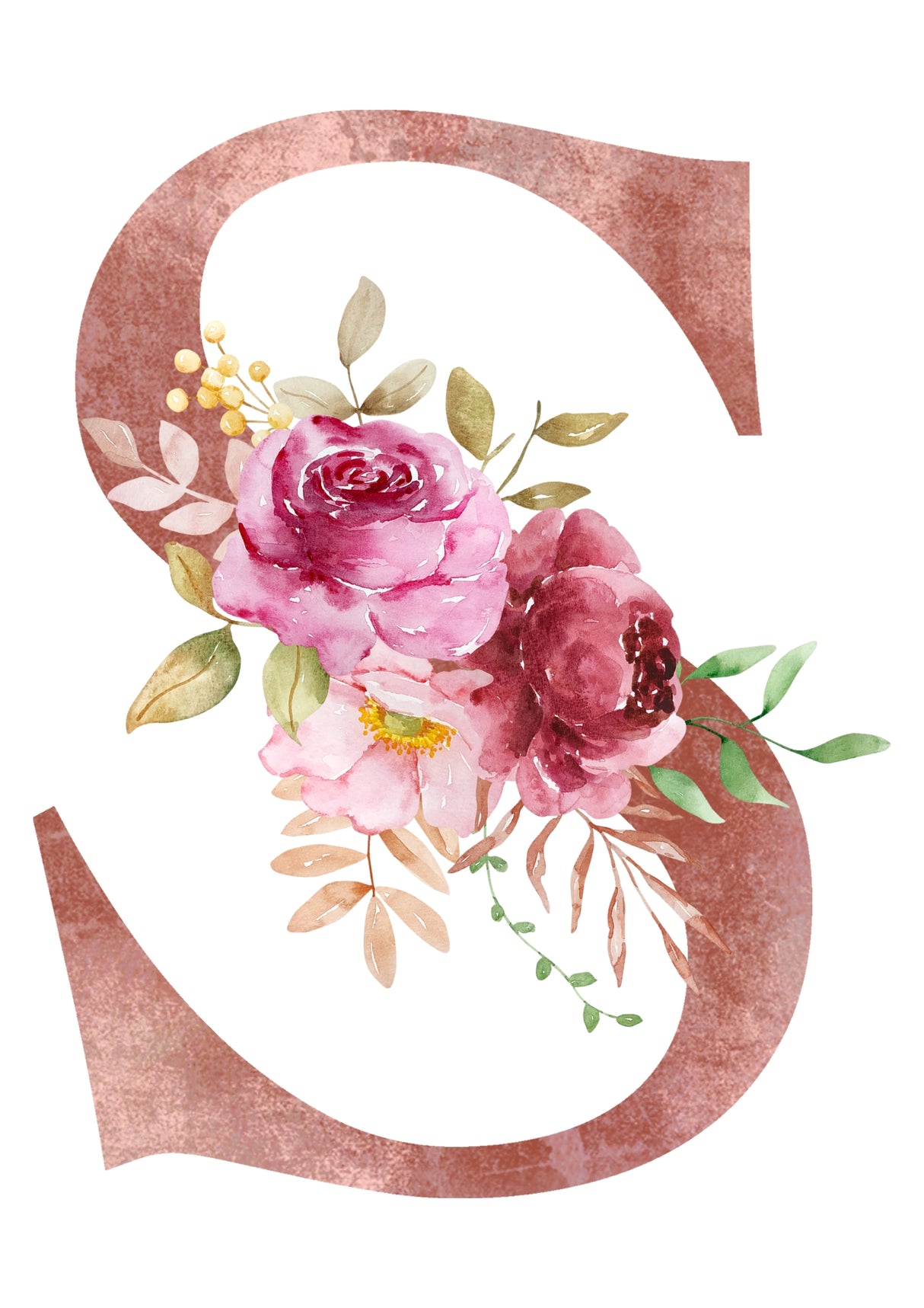 Personalised Tote Bags - Pink Floral Initial Design (A-Z)