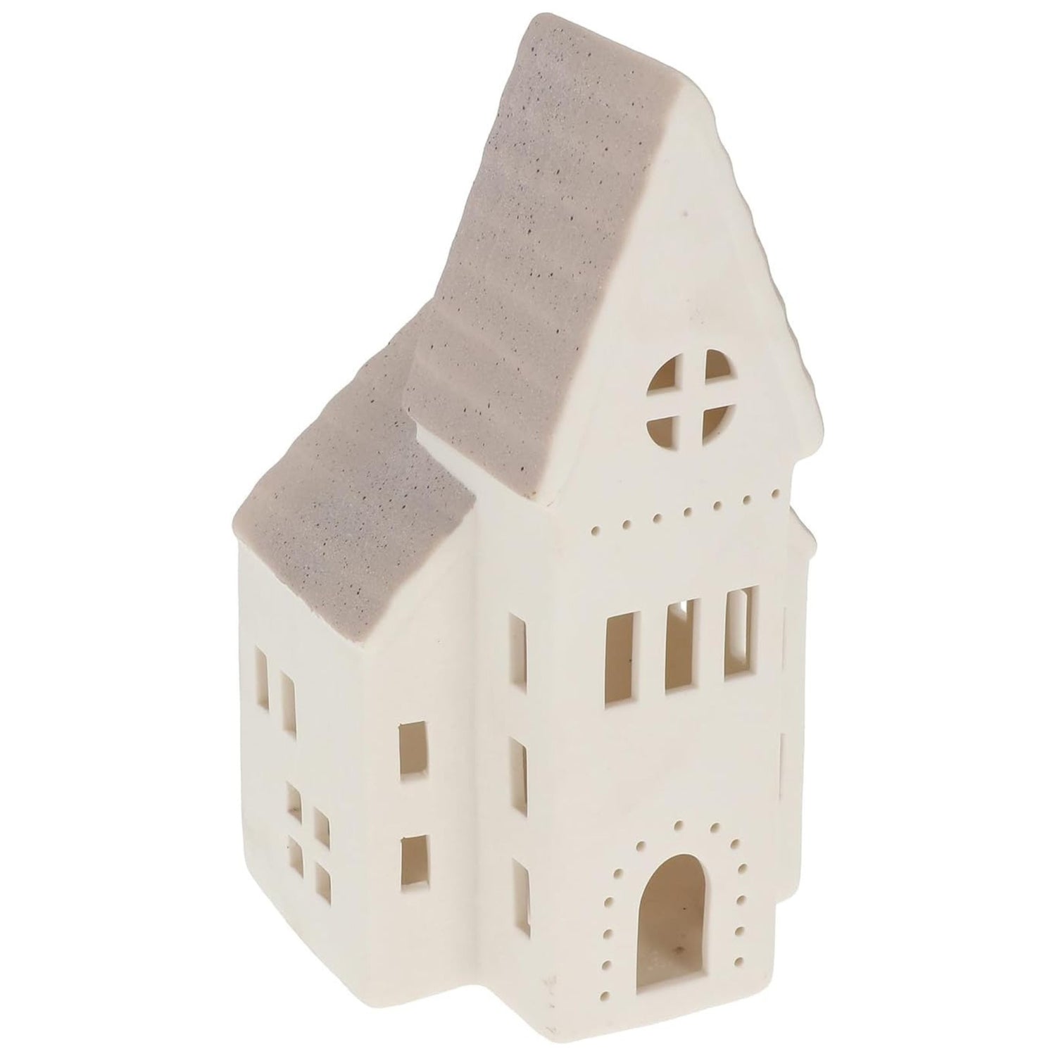 China White Christmas LED Light-Up Church - Grey
