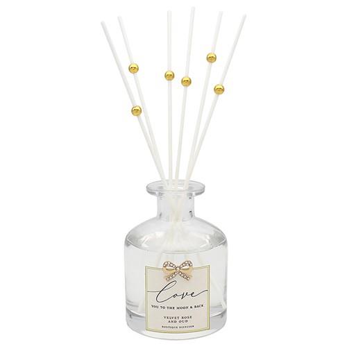 Boutique Reed Diffuser with Encrusted Bow Embellishment - Family Friend Love