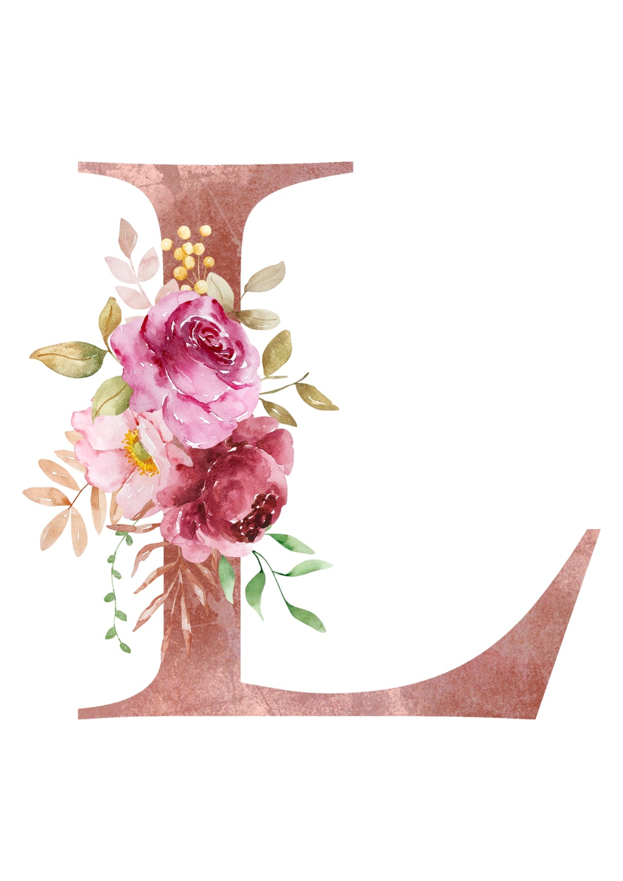 Personalised Tote Bags - Pink Floral Initial Design (A-Z)
