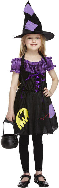Childs Purple Witch Fancy Dress Costume