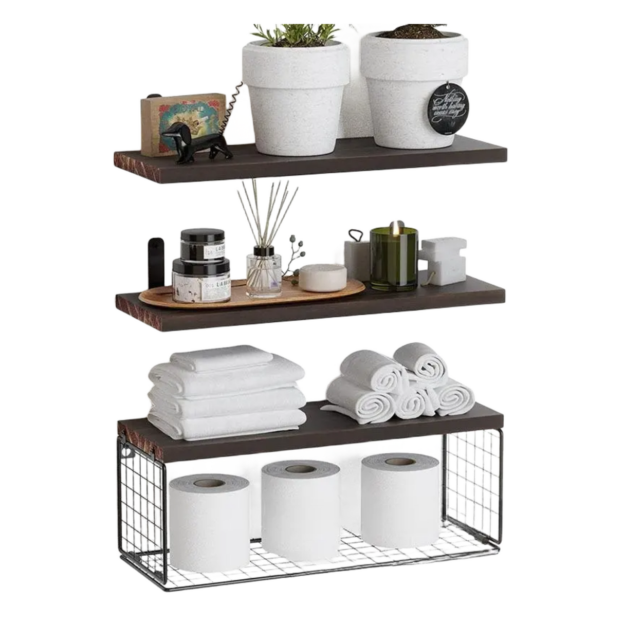 Woodside Home Living Wall Mounted Floating Shelf Set