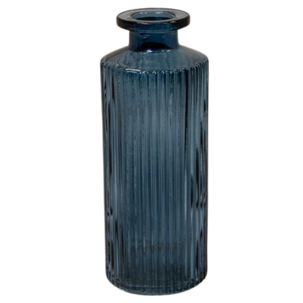 Satchville Ribbed Glass Bottle Vases 13cm - Blue