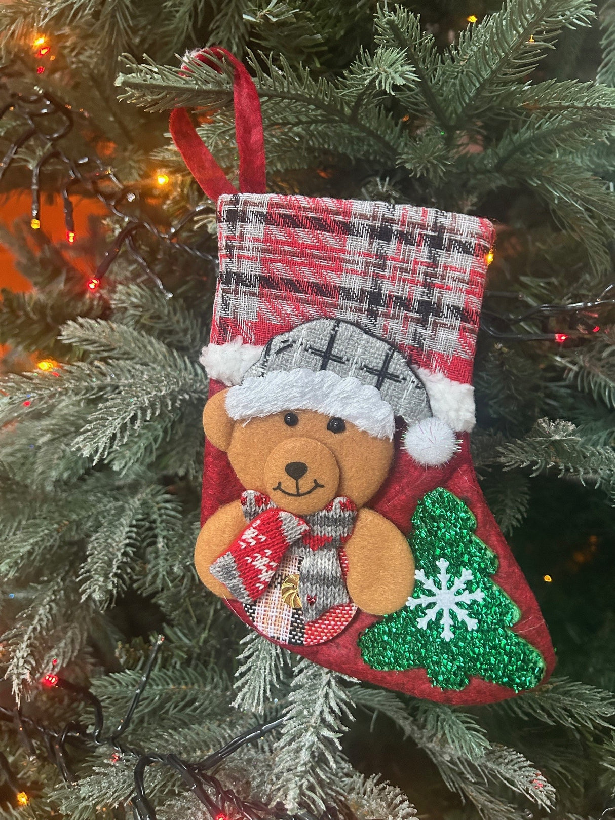 Woodside Home Living Mini Christmas Stocking teddy bear