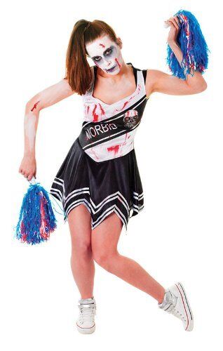 Zombie Cheerleader Halloween Fancy Dress Costume Size 10-14