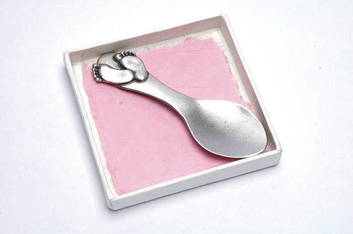 English Pewter Decorative Spoon baby feet