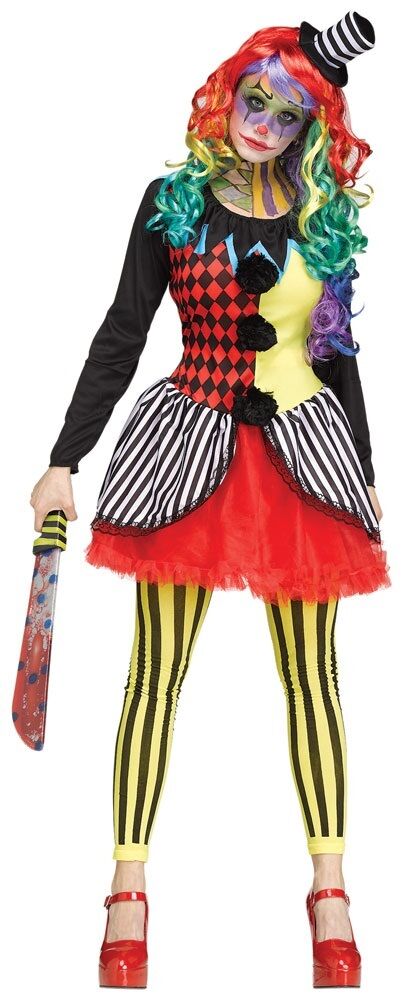 Freak Show Clown Lady Halloween Horror Fancy Dress Costume Size 10 - 14