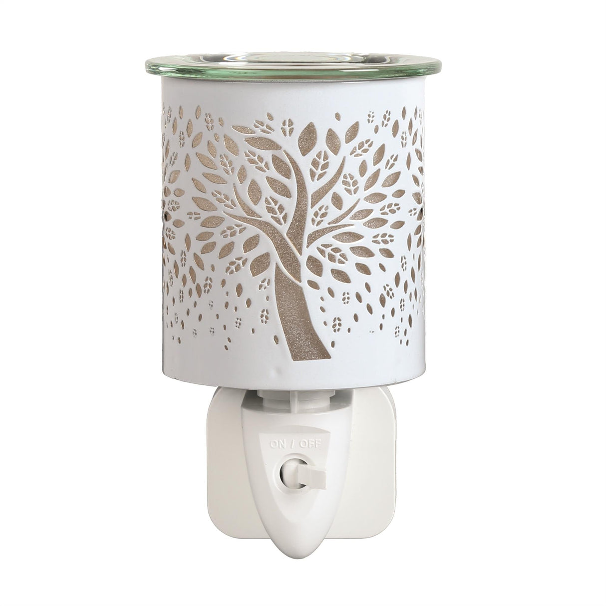 Aroma Electric Wax Melt Burner Plug In - White & Gold Tree Of Life