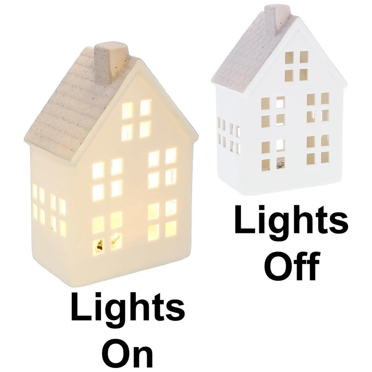 China White Christmas LED Light-Up Medium House - Grey