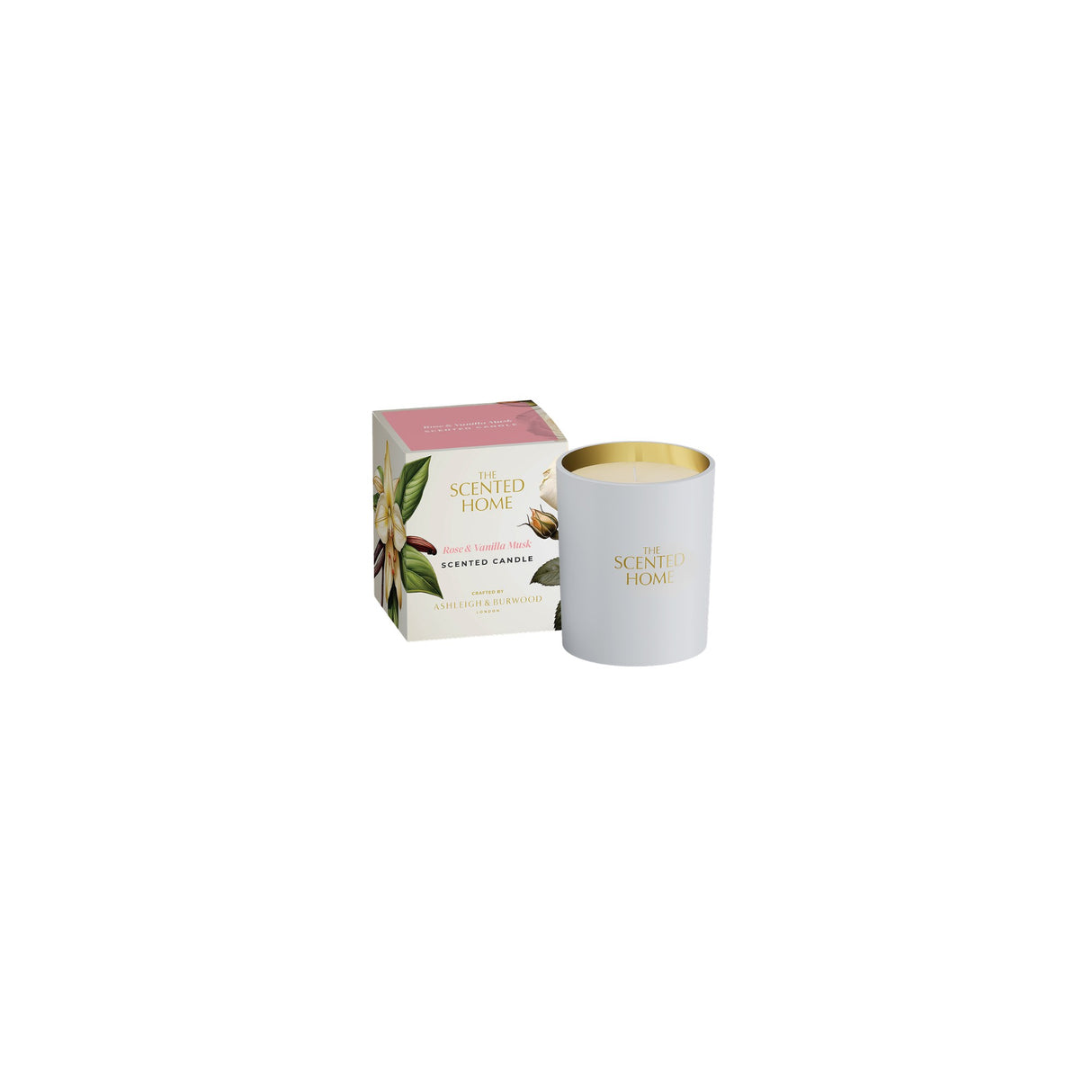 Ashleigh & Burwood New Scented Home Glass Candle - Rose & Vanilla Musk