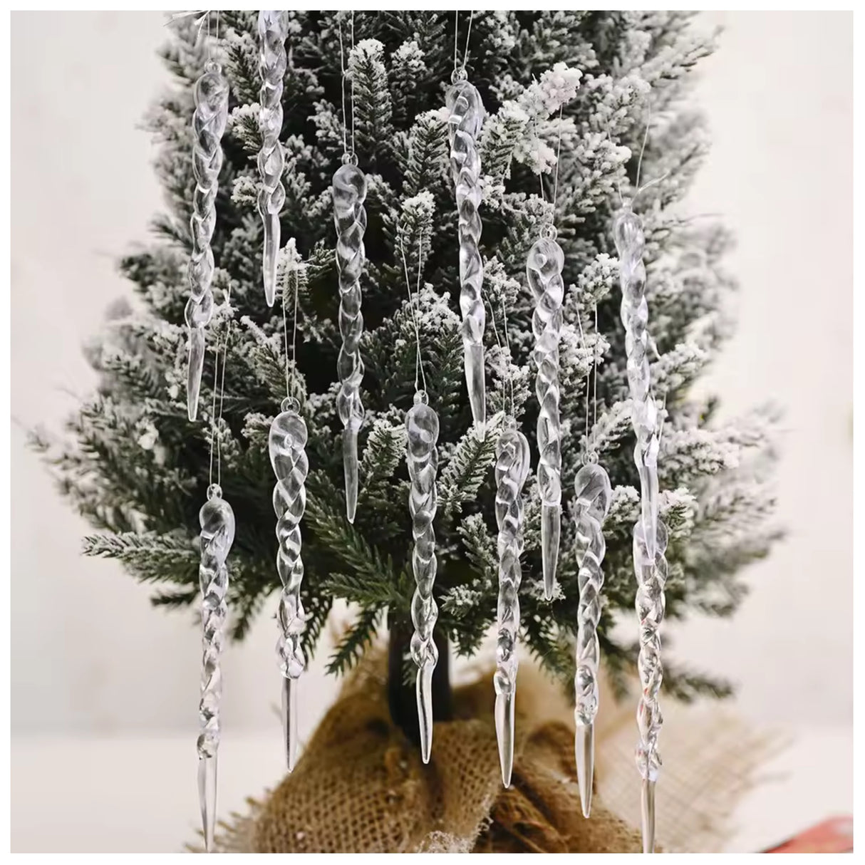 Woodside Home Living Christmas Tree Hanging Decorations - Icicle Pack of 12