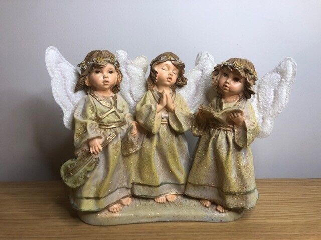 Christmas Festive Singing Choir Angels Figurine in Gold