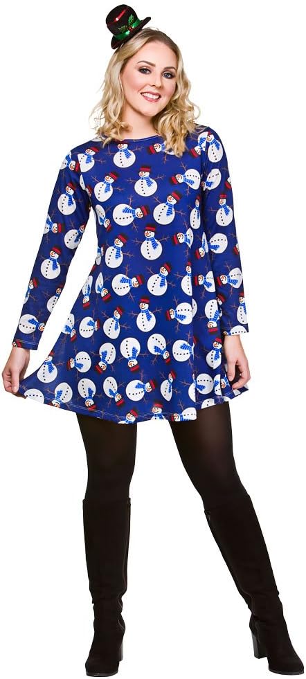 Festive Snowman Christmas Xmas Dress 10-12
