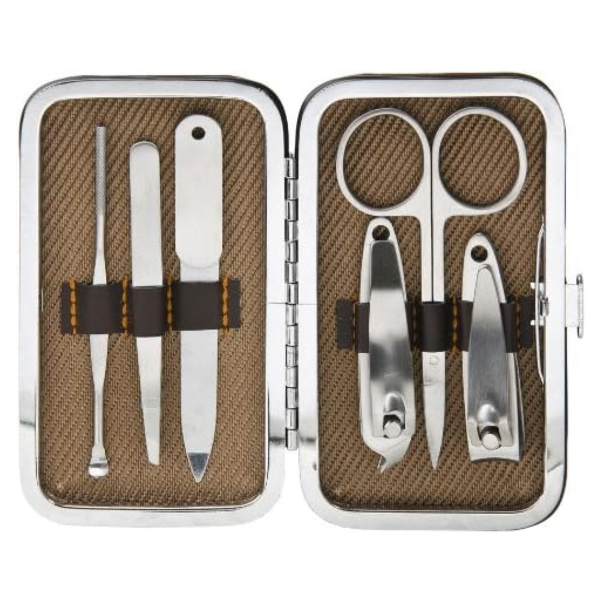 Brown Leatherette 6 Piece Manicure Set