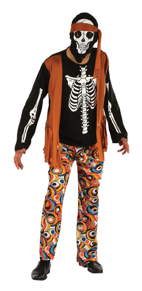 Skeleton Hippy Halloween Fancy Dress Costume Size M-L