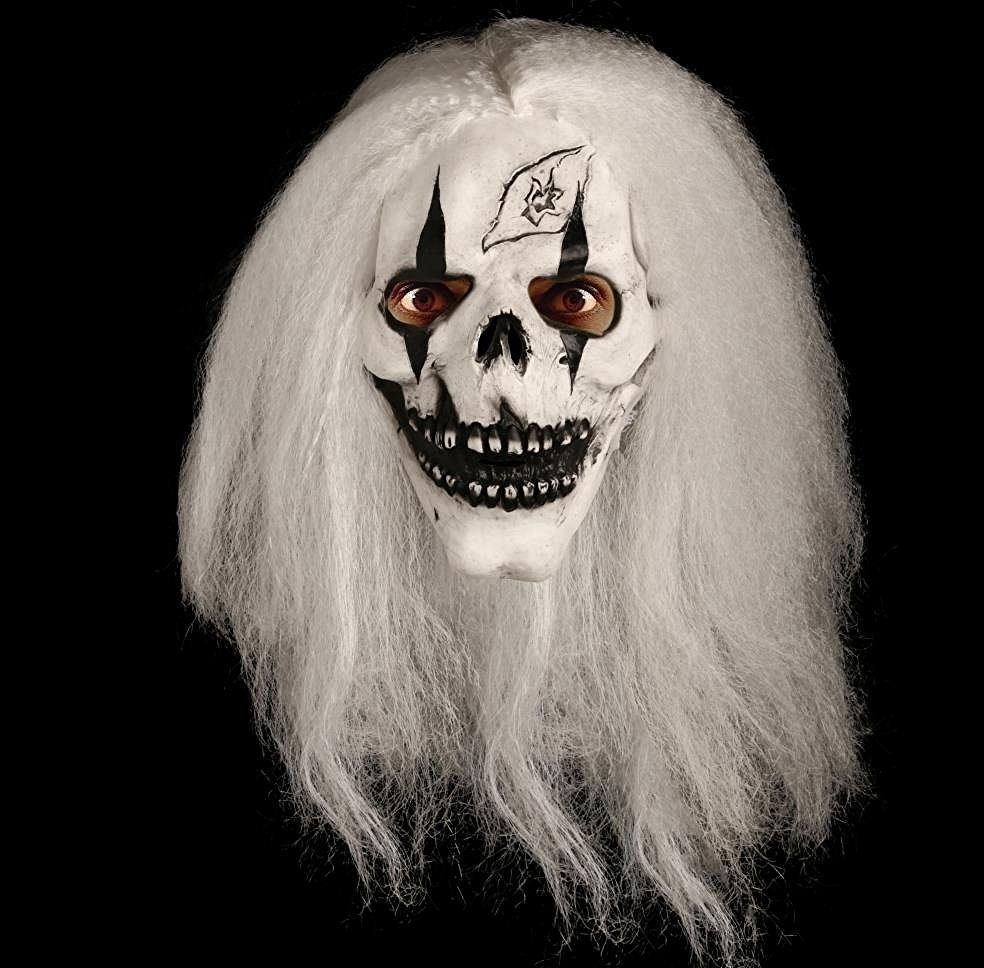 Skull & White Hair Latex Overhead Fancy Dress Mask