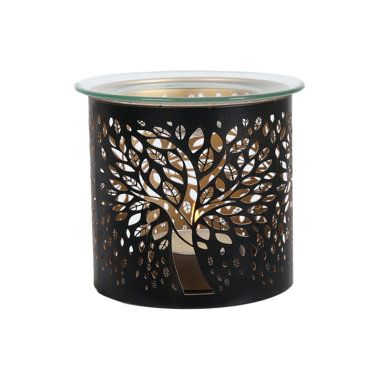 Black & Gold tree of life silhouette wax burner or candle holder