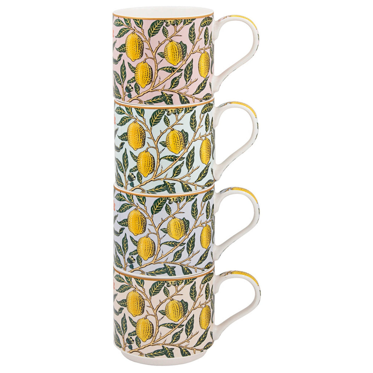 William Morris 4 Stacking Fine China Mugs Gift Set - Fruits