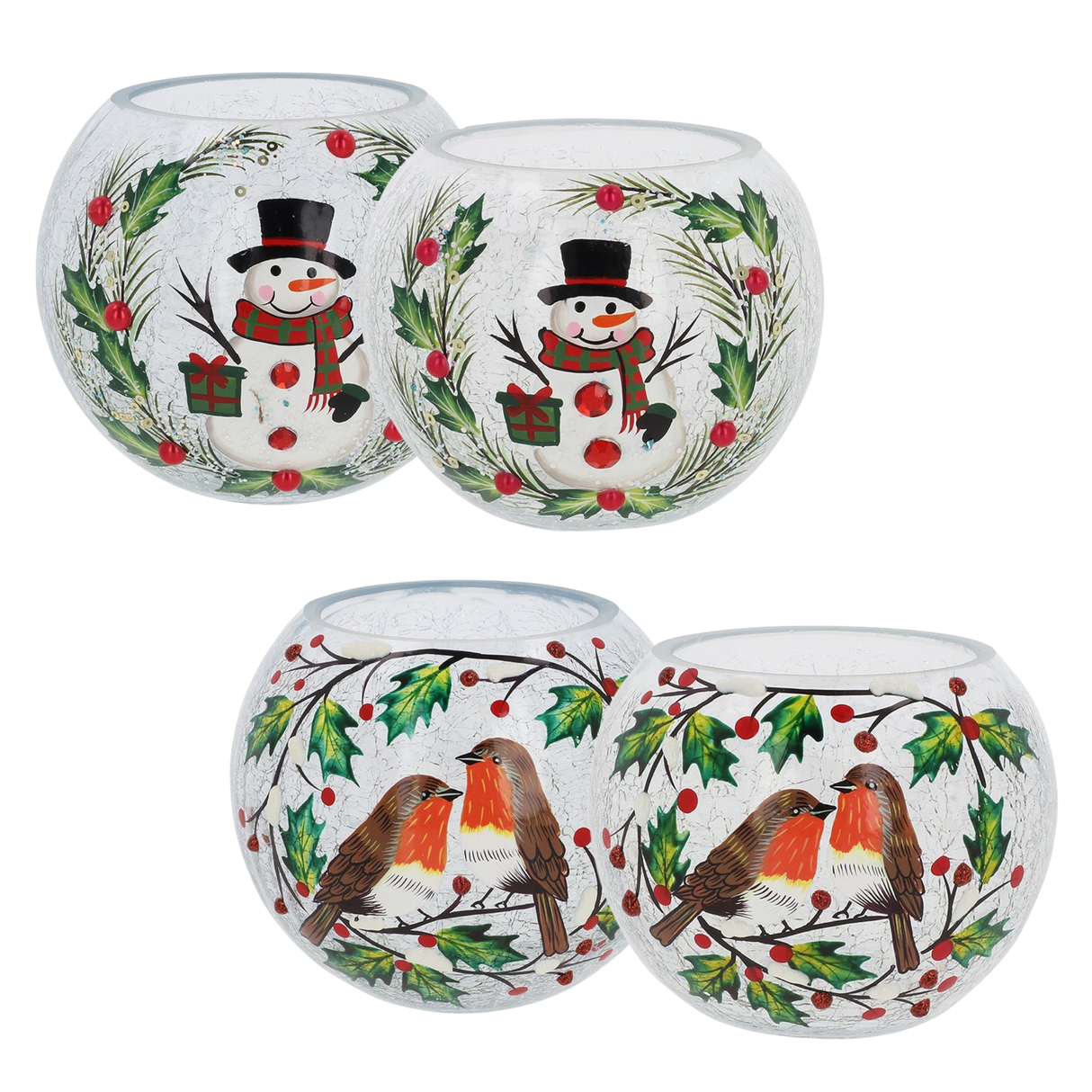 Christmas LED Tea Light Crackle Ball - Various Designs