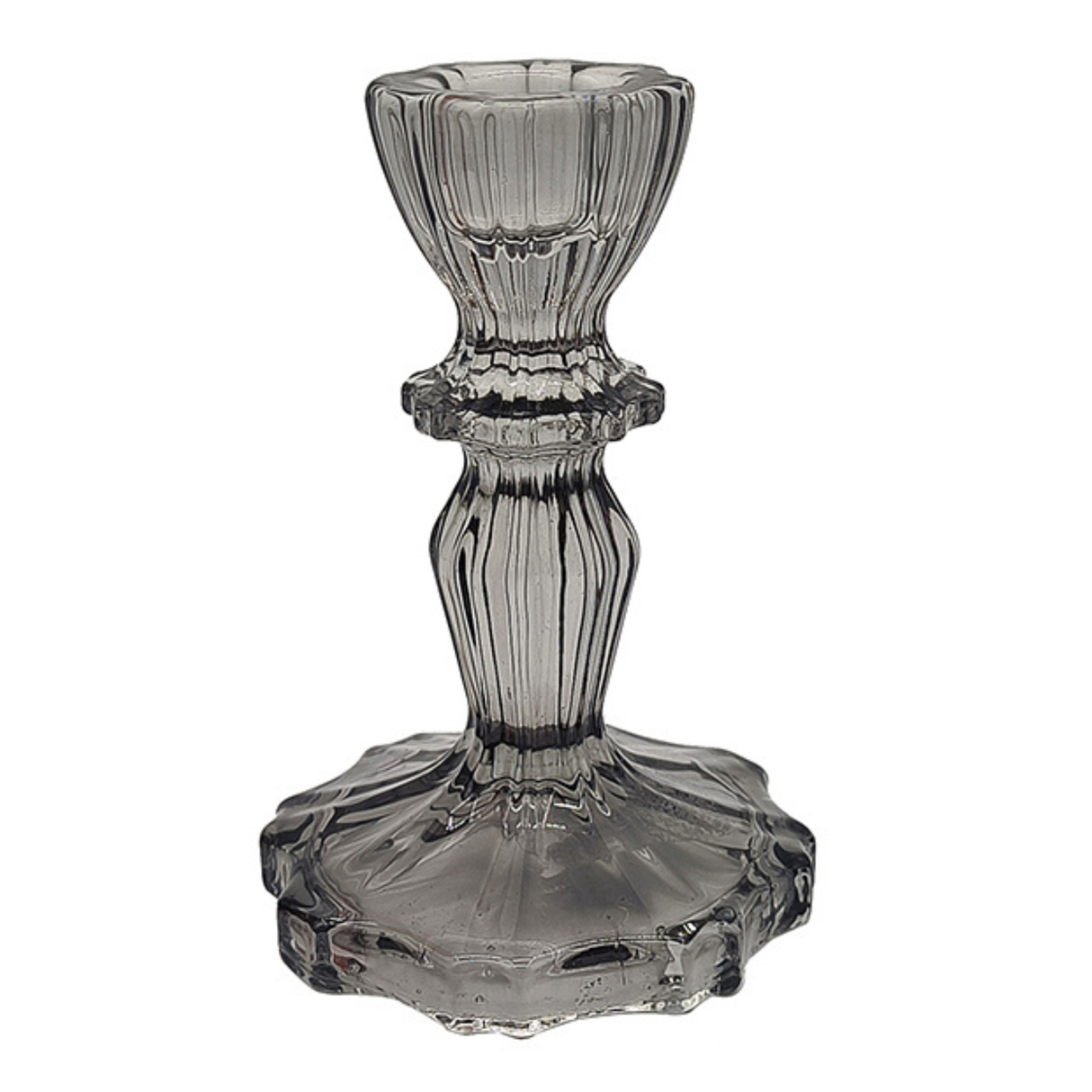 Grey Glass Dinner Table Candle Holders 7x11cm - Various Sets