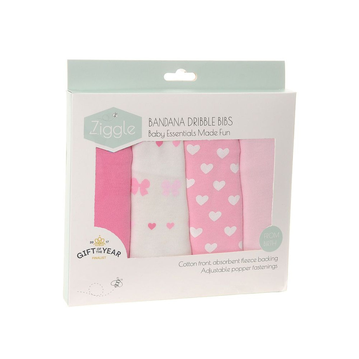 Ziggle Baby Bandanna Dribble Bib Set - Hearts & Bows