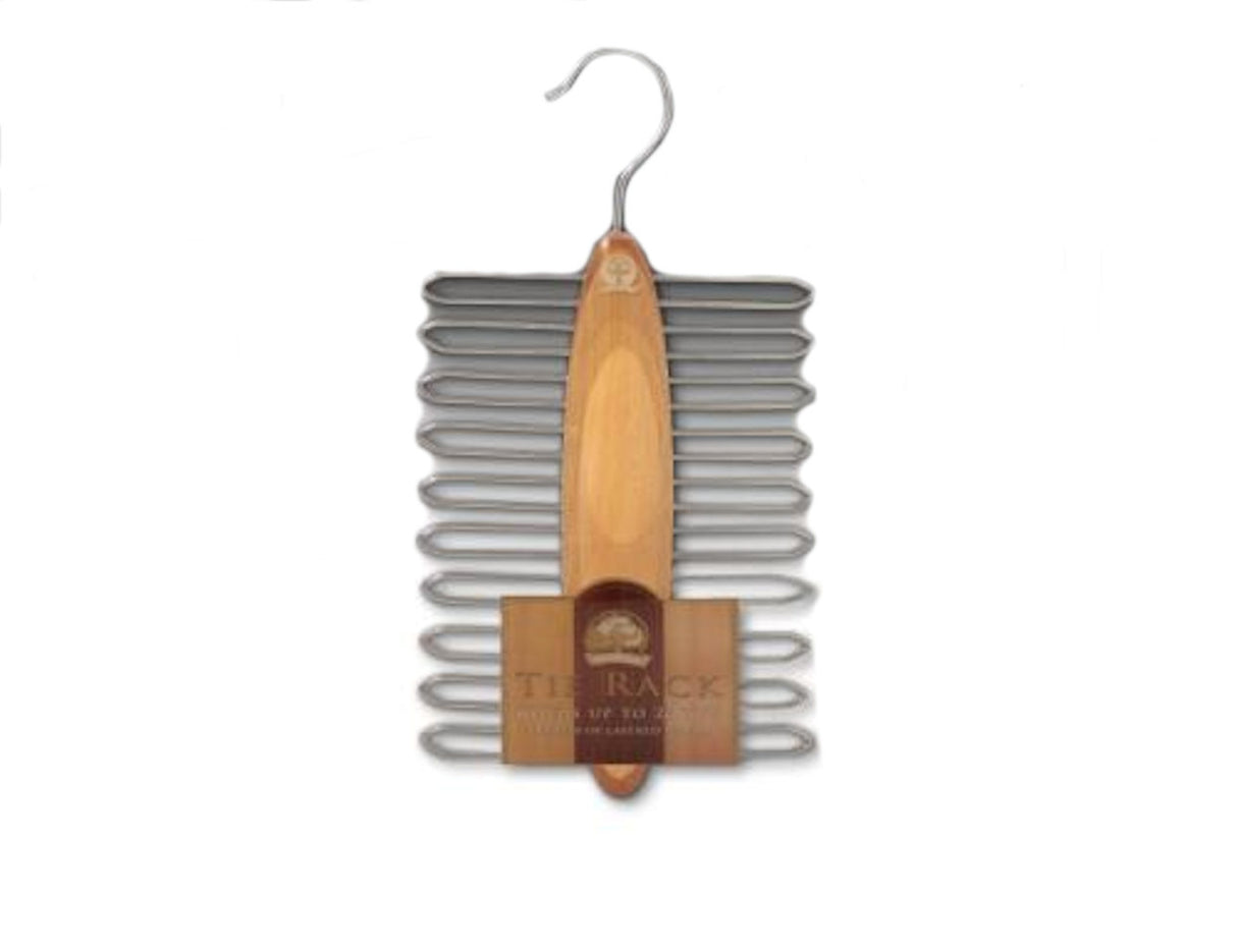 Mens Wardrobe Organiser Hanging Tie Rack - Multi Wood