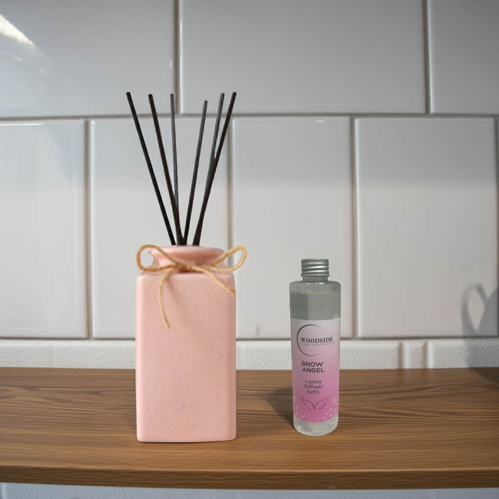 Woodside Pink Pastel Ceramic Reed Diffuser Vase with Woodside Luxury Refill