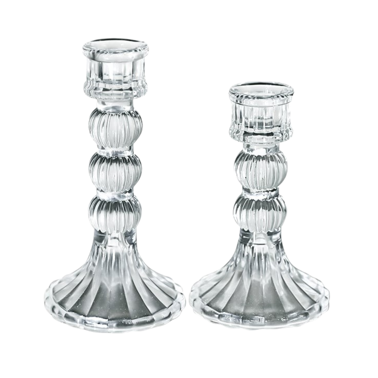 Glass Dinner Candle Holder Ribbed Design - Various Sizes