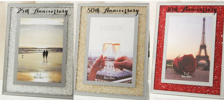 Celebrations Crystal Border Photo Frame 5x7" 25th 40th 50th Wedding Anniversary