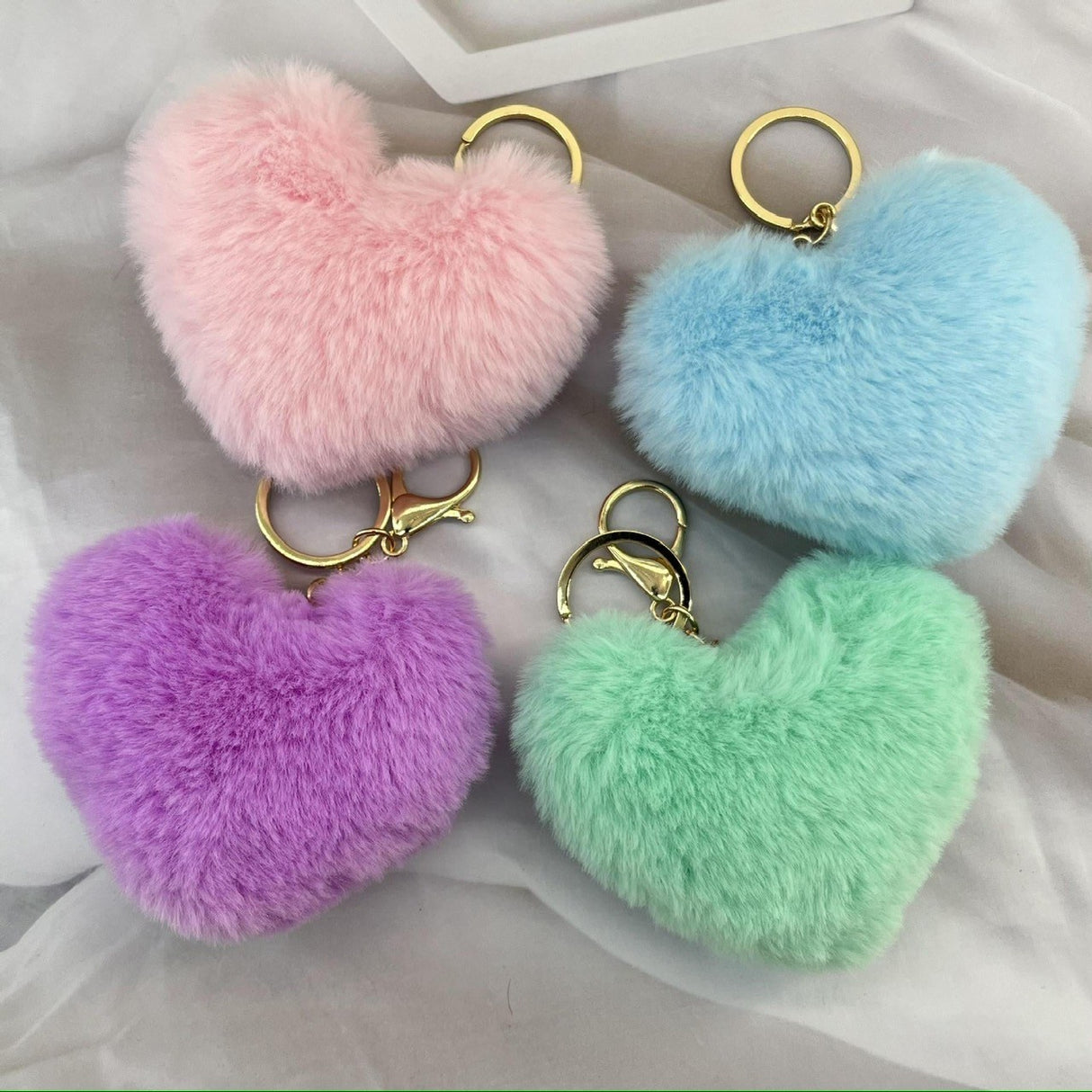 Fluffy Heart Keyring