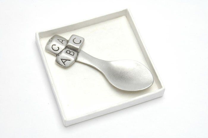 English Pewter Decorative Spoon ABC blocks