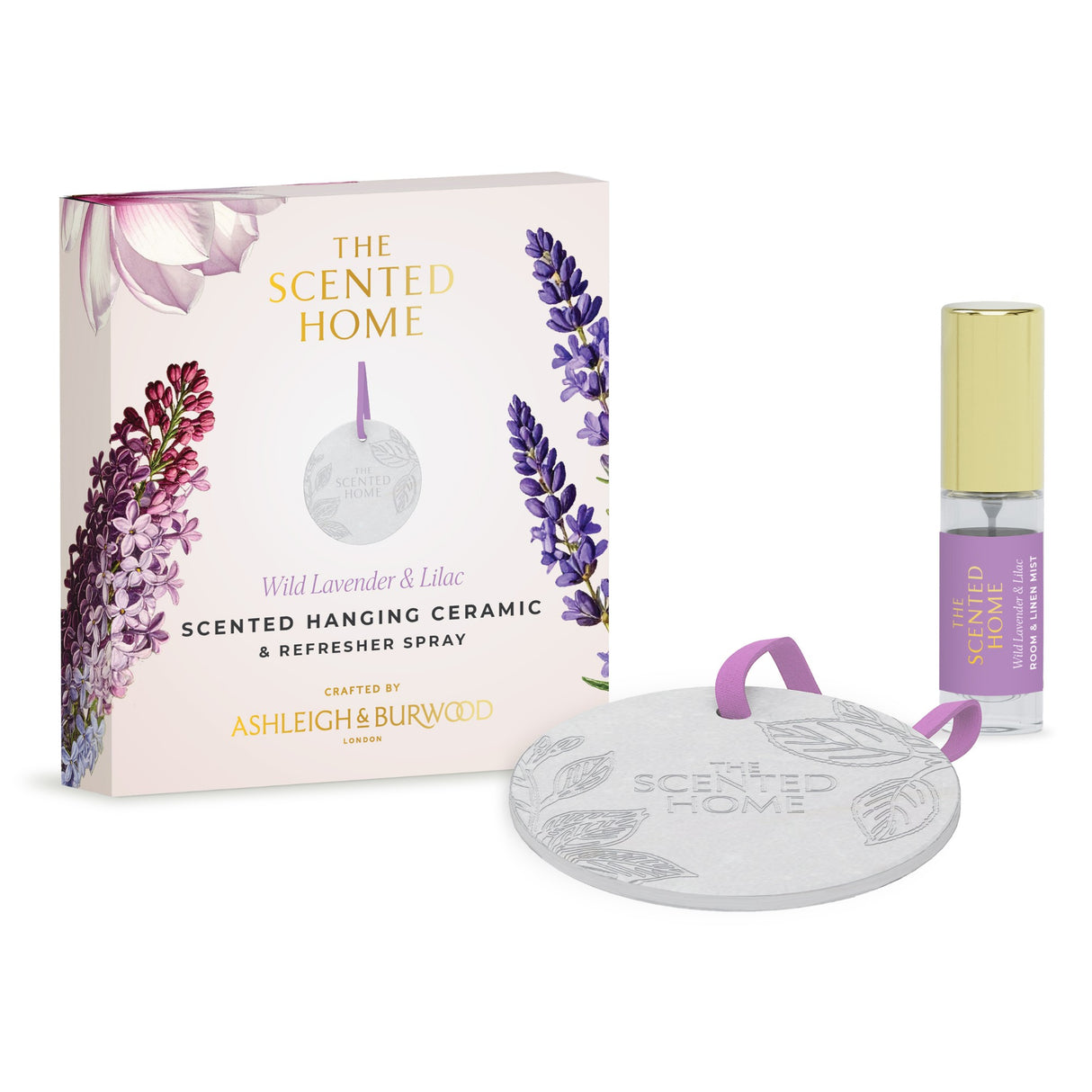 Ashleigh & Burwood New Scented Home Hanging Ceramic & Refresher Spray - Wild Lavender & Lilac