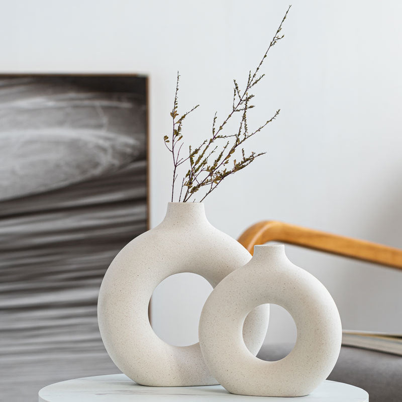 Woodside Home Living Ceramic Donut Vase Set of 2