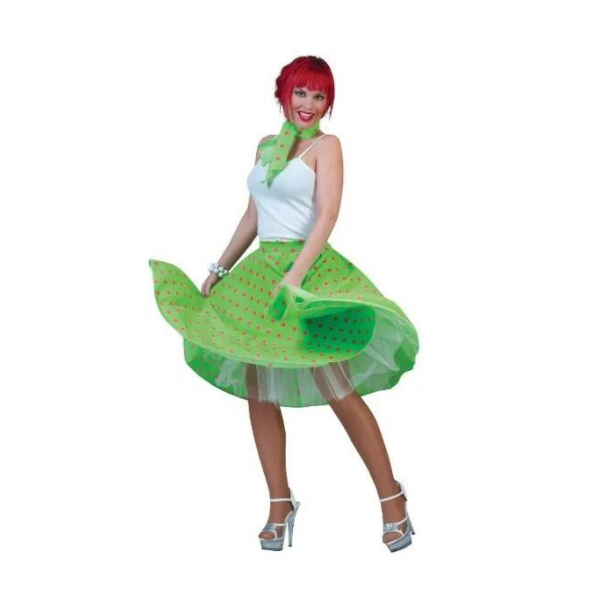 Fifties Rock 'N' Roll Skirt & Scarf Fancy Dress Outfit