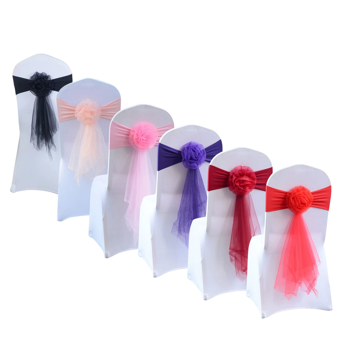 Stretch Chair Cover Band with Rosette - Various Colours