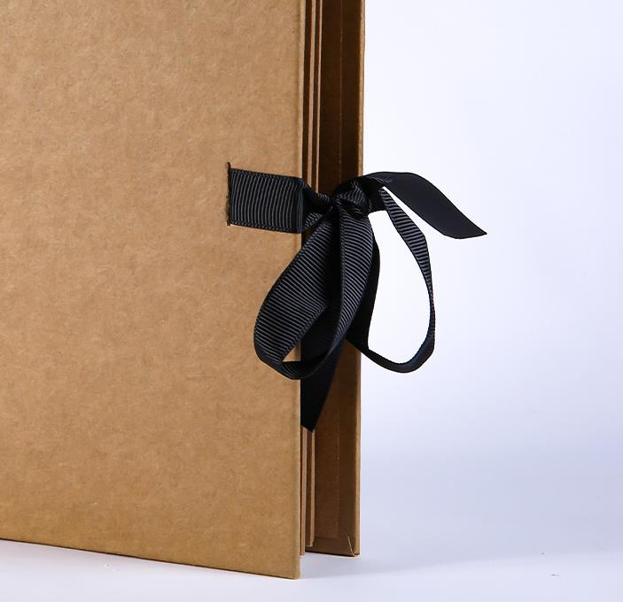 Woodside Home Living Ribbon Tie Scrap Book Style Photo Album 20.5cm x 20.5cm - Brown