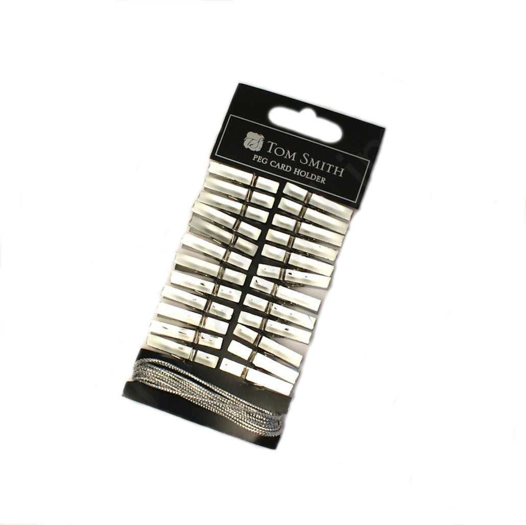 Tom Smith Christmas Card Holder Pegs in silver