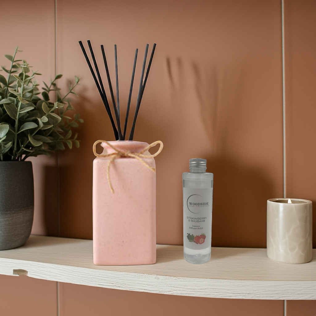 Woodside Pink Pastel Ceramic Reed Diffuser Vase with Woodside Luxury Refill