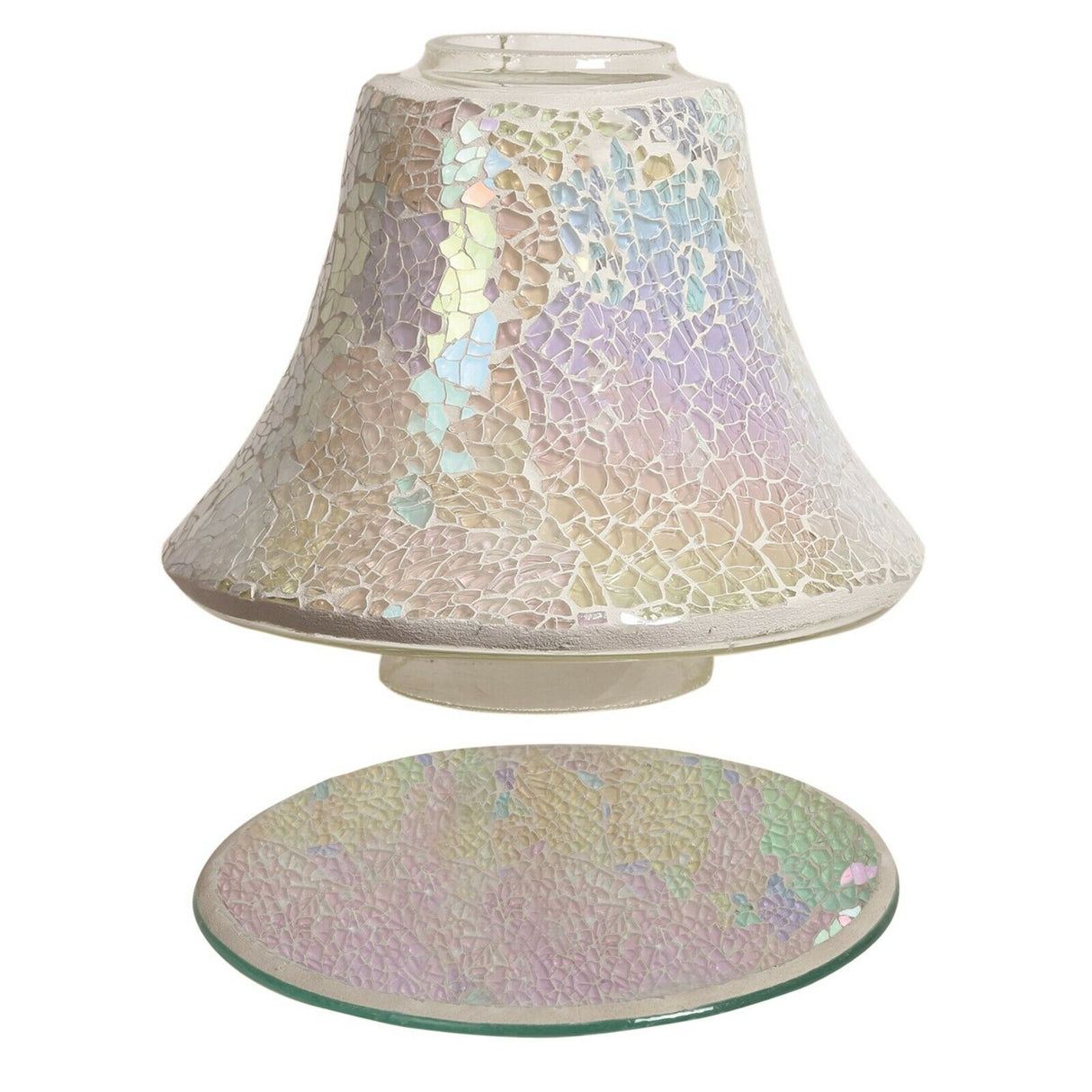 Pearl crackle candle shade & plate set