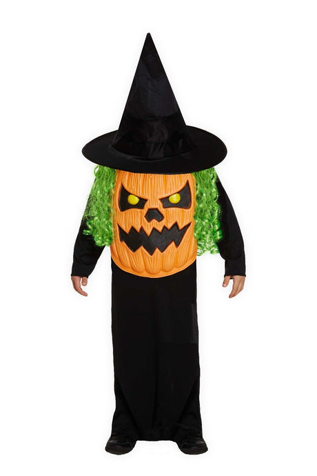 Childs Pumpkin Jumbo Face Halloween Horror Fancy Dress Outfit Costume