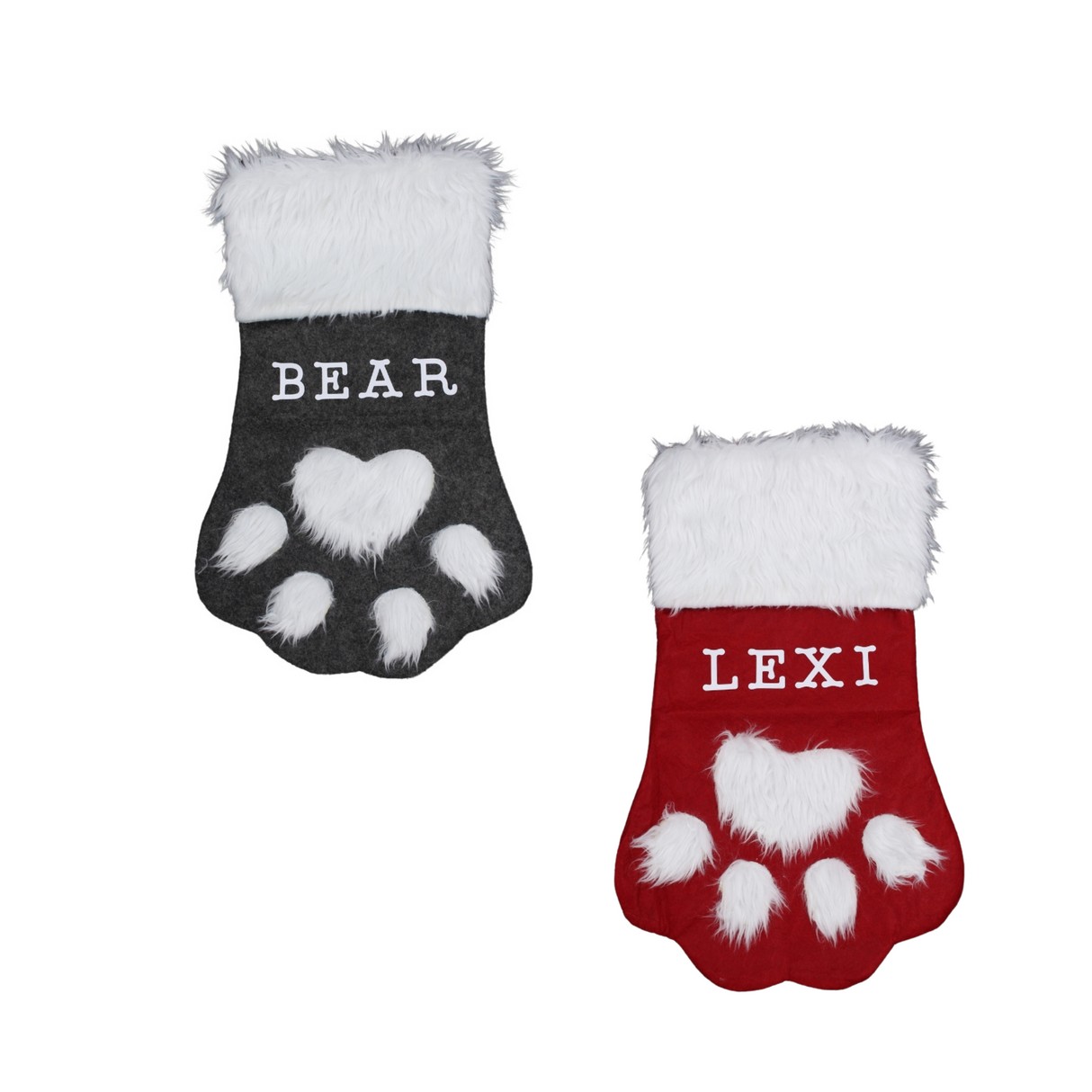 Woodside Home Living Pet Paw Christmas Stockings Personalised - Various Colours