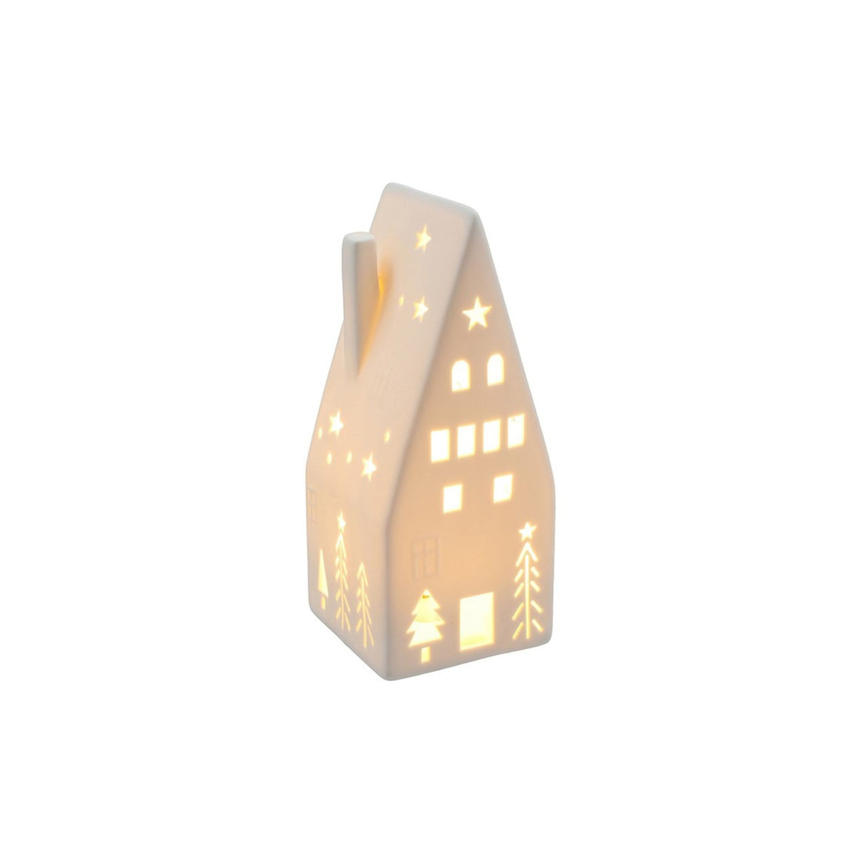 China White Christmas LED Light-Up Tall House