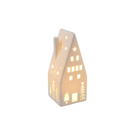 China White Christmas LED Light-Up Tall House