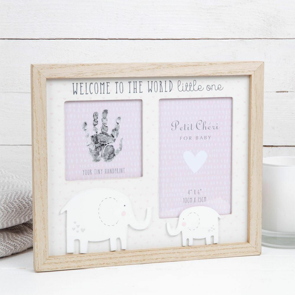 Petit Cheri Hand Print & Photo Frame 4" x 6" - New Baby Boy or Baby Girl Gift