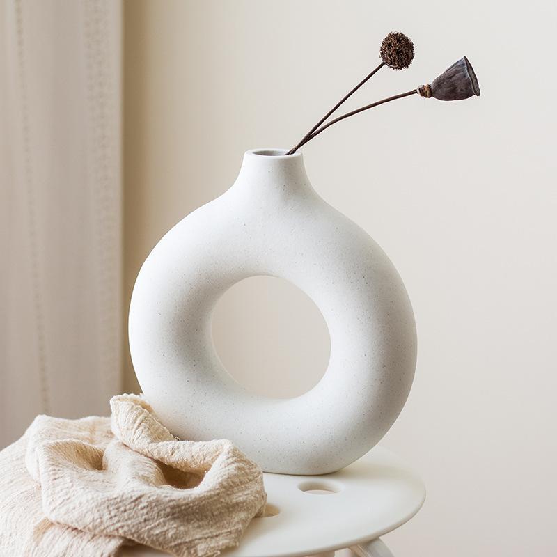 Woodside Home Living Ceramic Donut Vase Set of 2